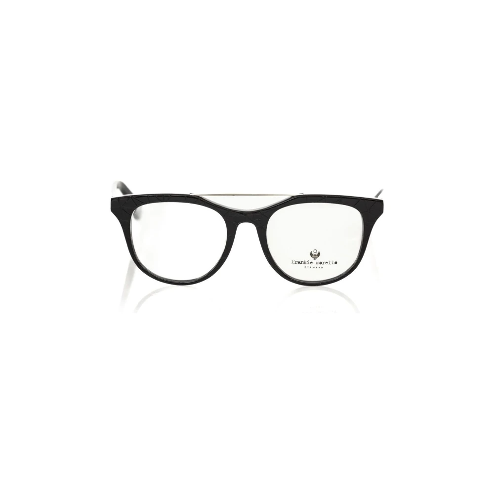 Frankie Morello Men's Black Glasses, One Size, Geometric Wayfarer Eyeglasses Frame