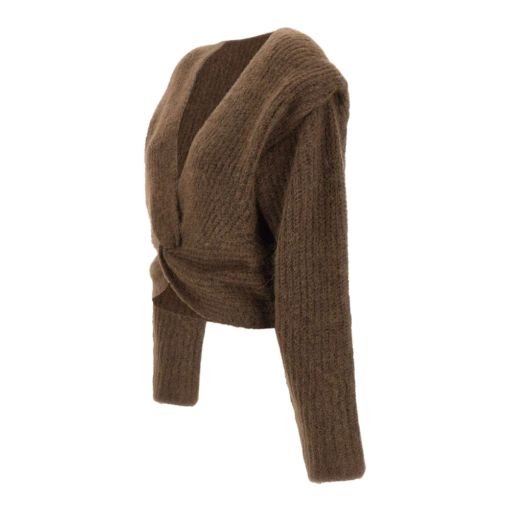 IRO Gedraaide Chocolade Pullover met V-hals Brown Dames