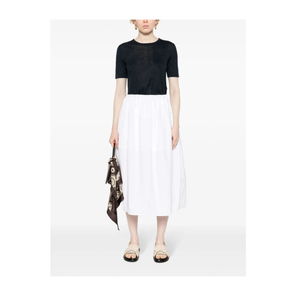 Max Mara Blauw Linnen T-shirt met Zak Blue Dames