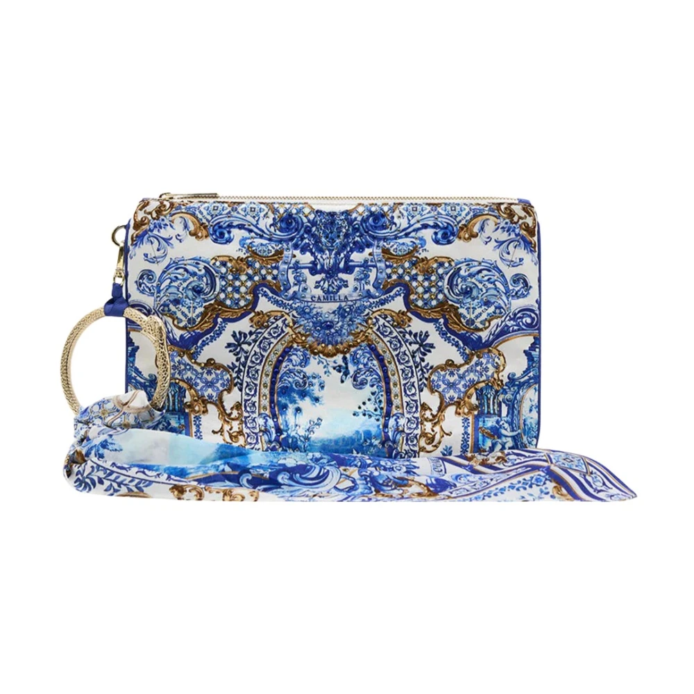 Camilla Blauw en Geel Ring Sjaal Clutch Blue Dames