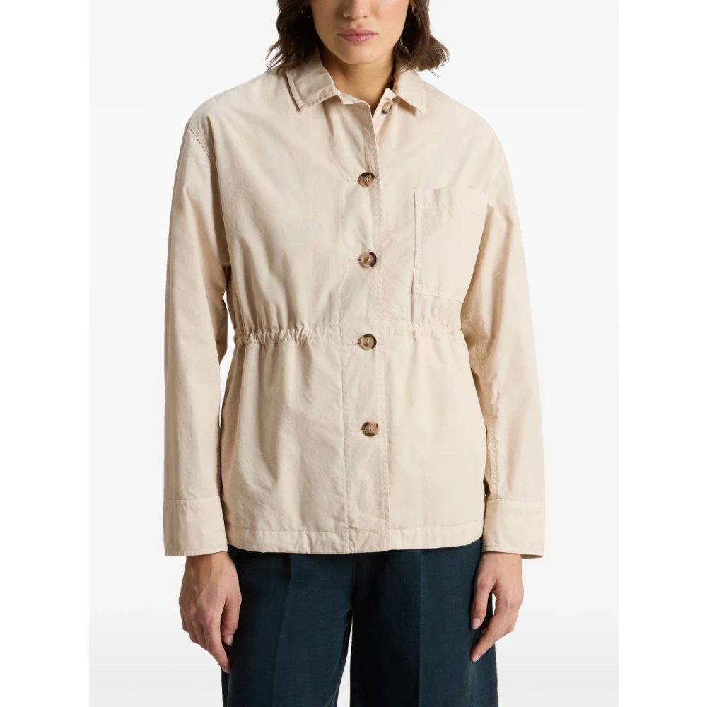 Woolrich Beige Knoopjas met Elastische Tailleband Beige Dames