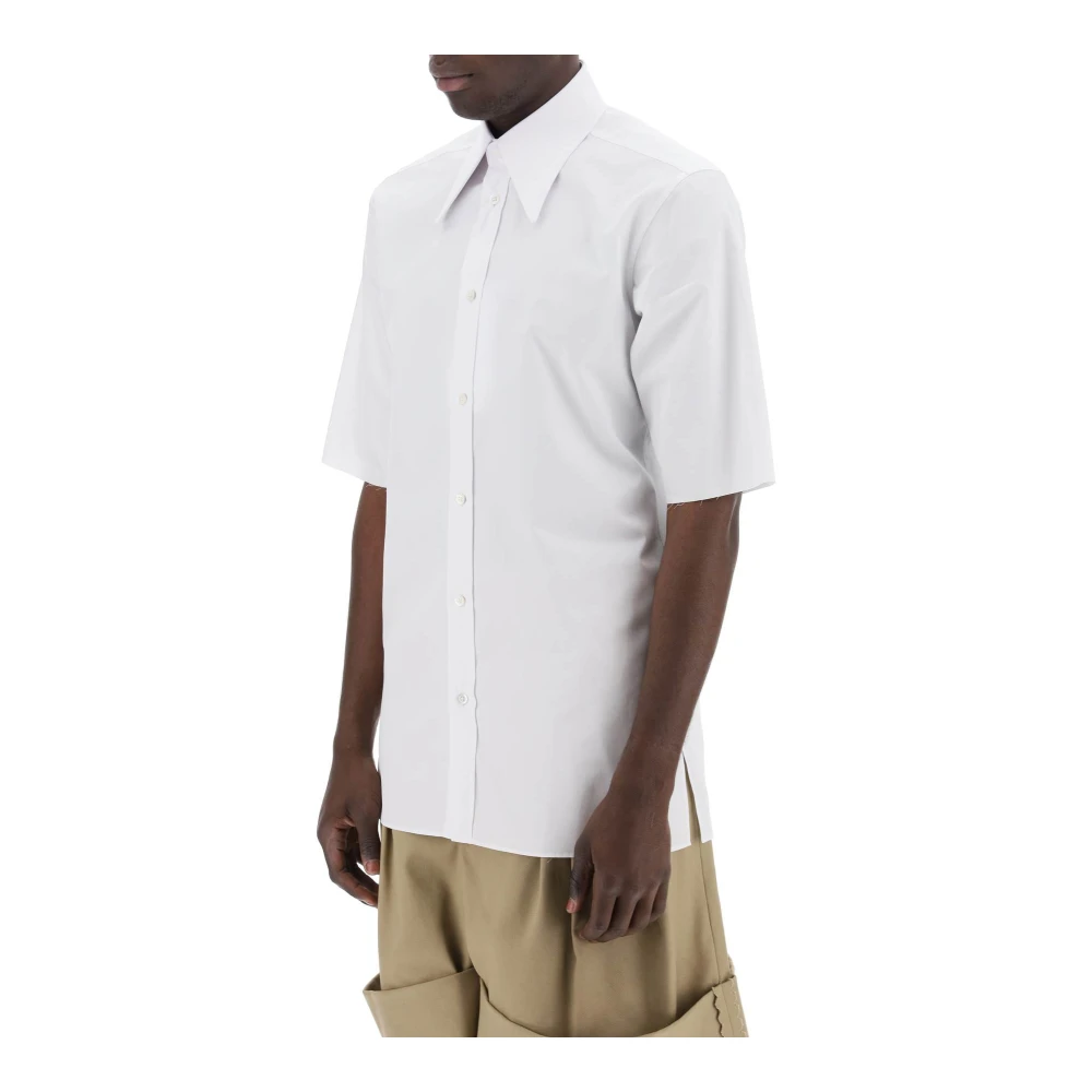 Maison Margiela Katoenen Poplin Casual Overhemd met Stijve Kraag White Heren