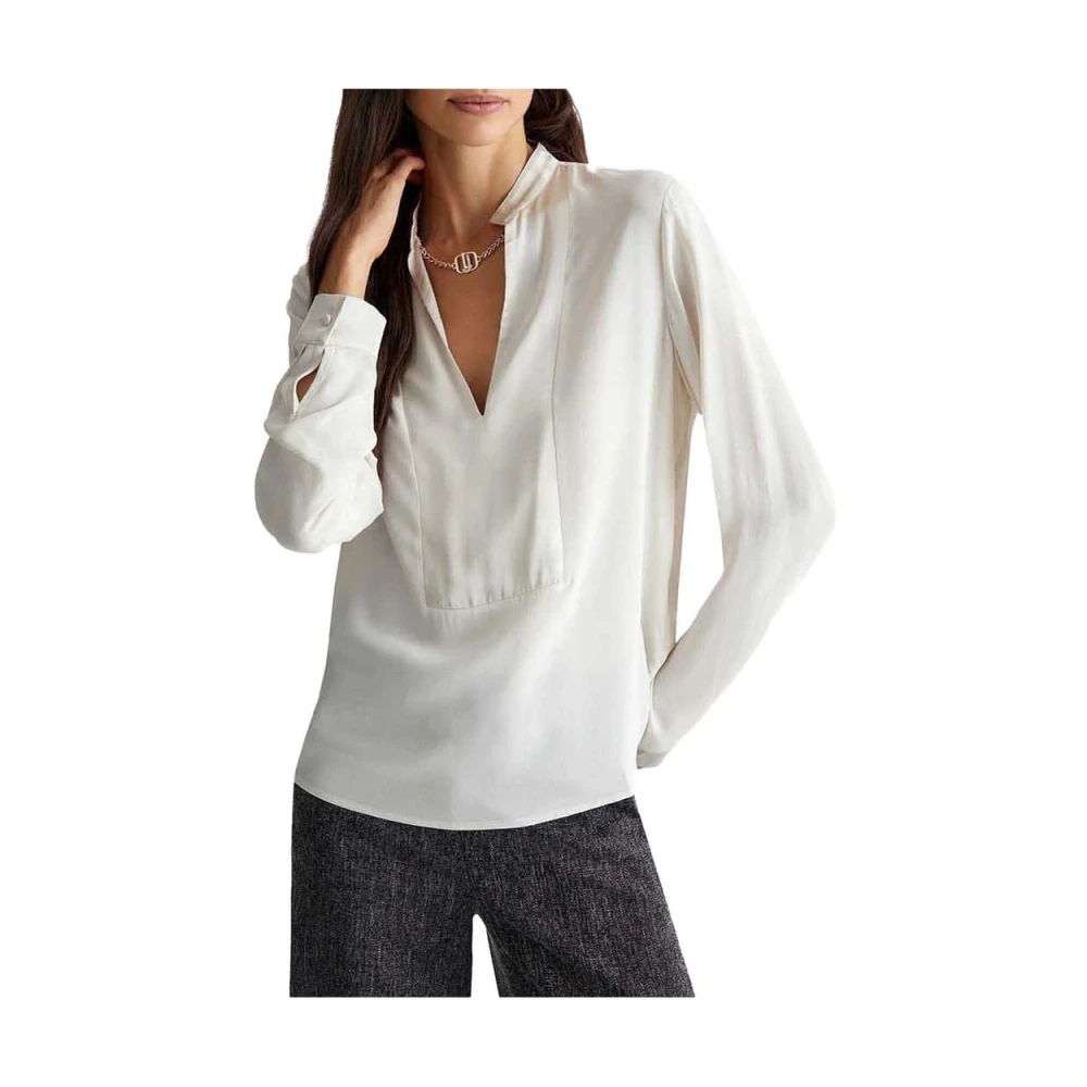 Liu Jo Elegante Ivoor Blouse met Gerimpelde Mouwen Beige Dames