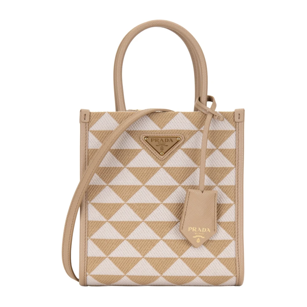 Prada Women's Beige Fabric And Leather Handbag - Handbags - One Size - Bags