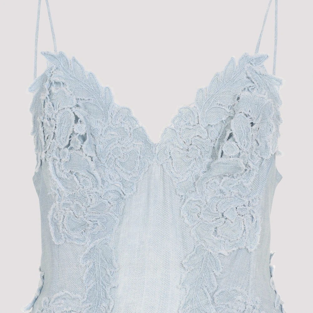 Ermanno Scervino Denim Lange Jurk Blue Dames