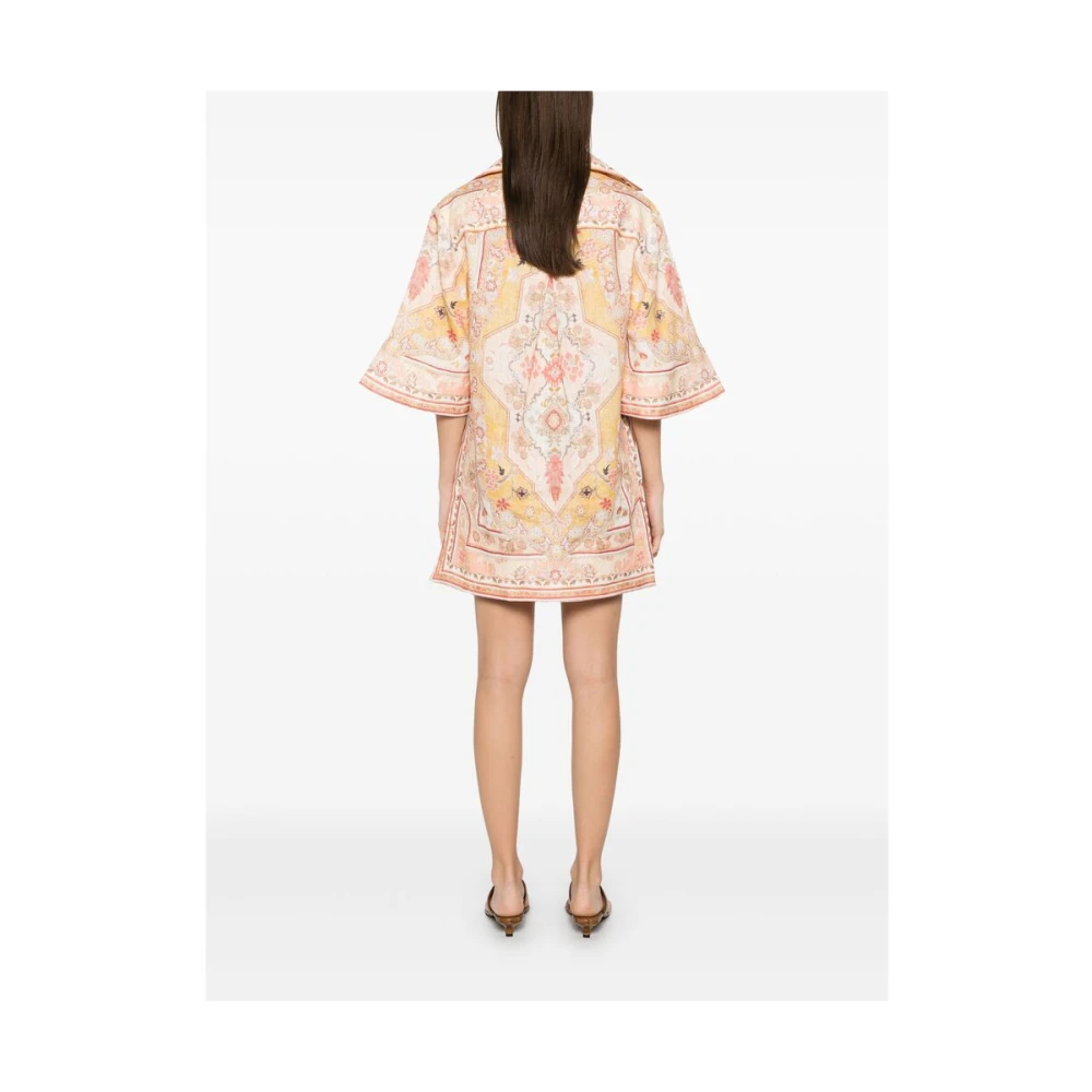 Zimmermann Zonnebloemgele Korte Mouw Jurk Multicolor Dames