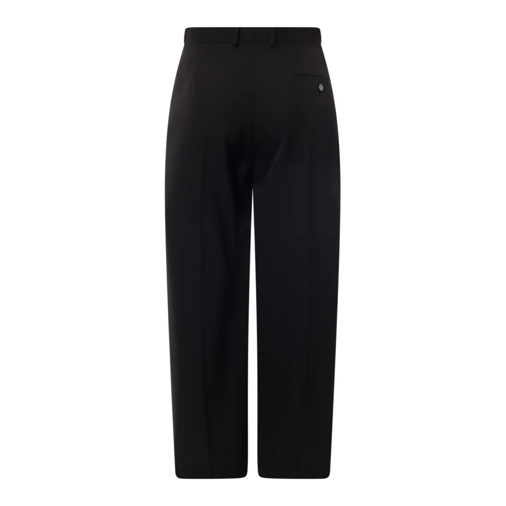 Balenciaga Zwarte wollen broek met knoop en rits Black Heren