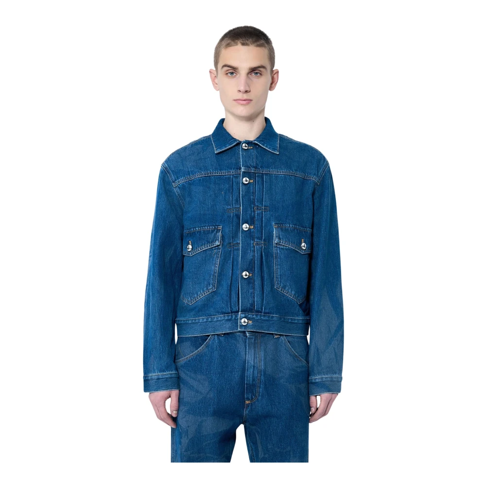 Vivienne Westwood Orb Versierde Denim Jack Blue Heren