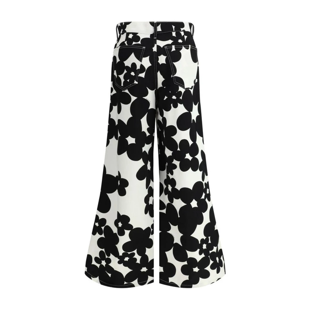 Marni Retro Flared Broek Groot-Bloemenpatroon Multicolor Dames