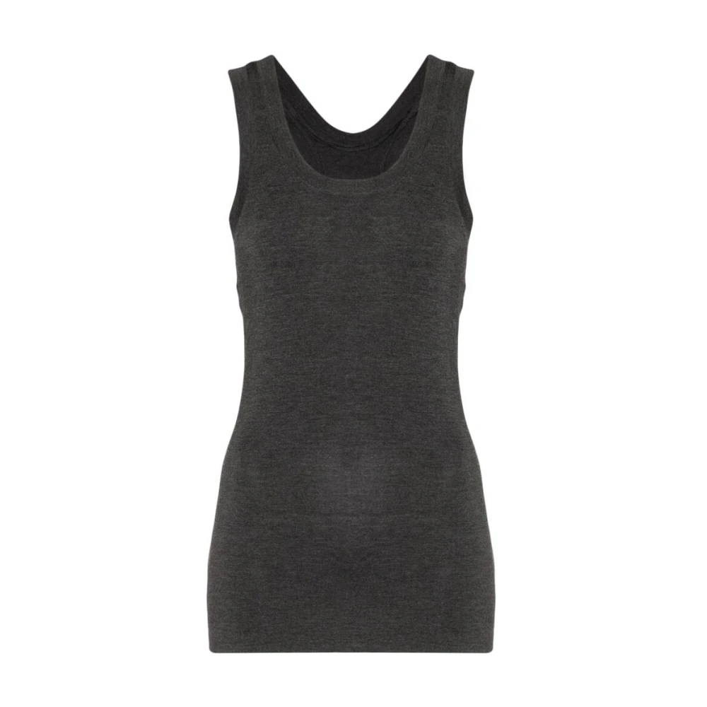 Norma Kamali Antracietgrijze Mouwloze Ronde Hals T-shirt Gray Dames