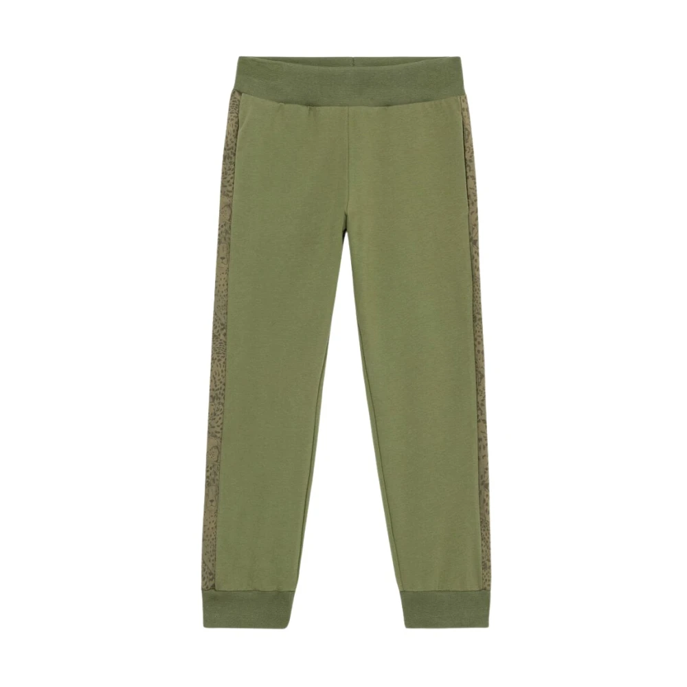 Roberto Cavalli Boys Green Sweatpants, 8 Y, Cheetah Print Sports Trousers Safari Edition