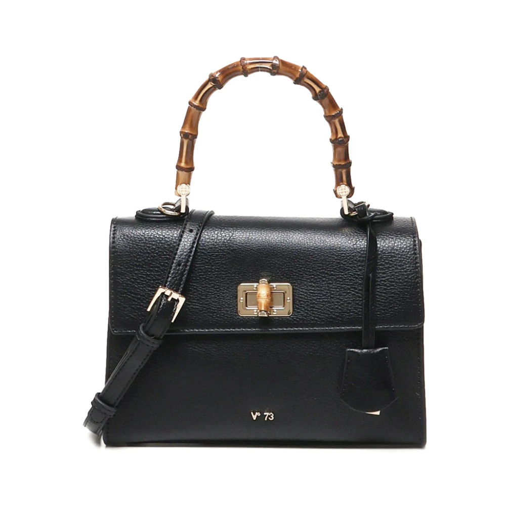 V73 Zwarte Handtas met Bamboe Handvat Black Dames