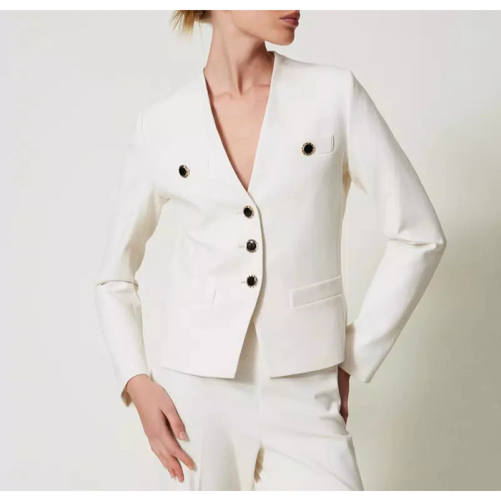 Twinset Blazerjas met juweelknopen White Dames