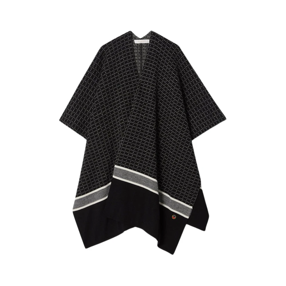 Busnel Mio Geruite Poncho Black Dames