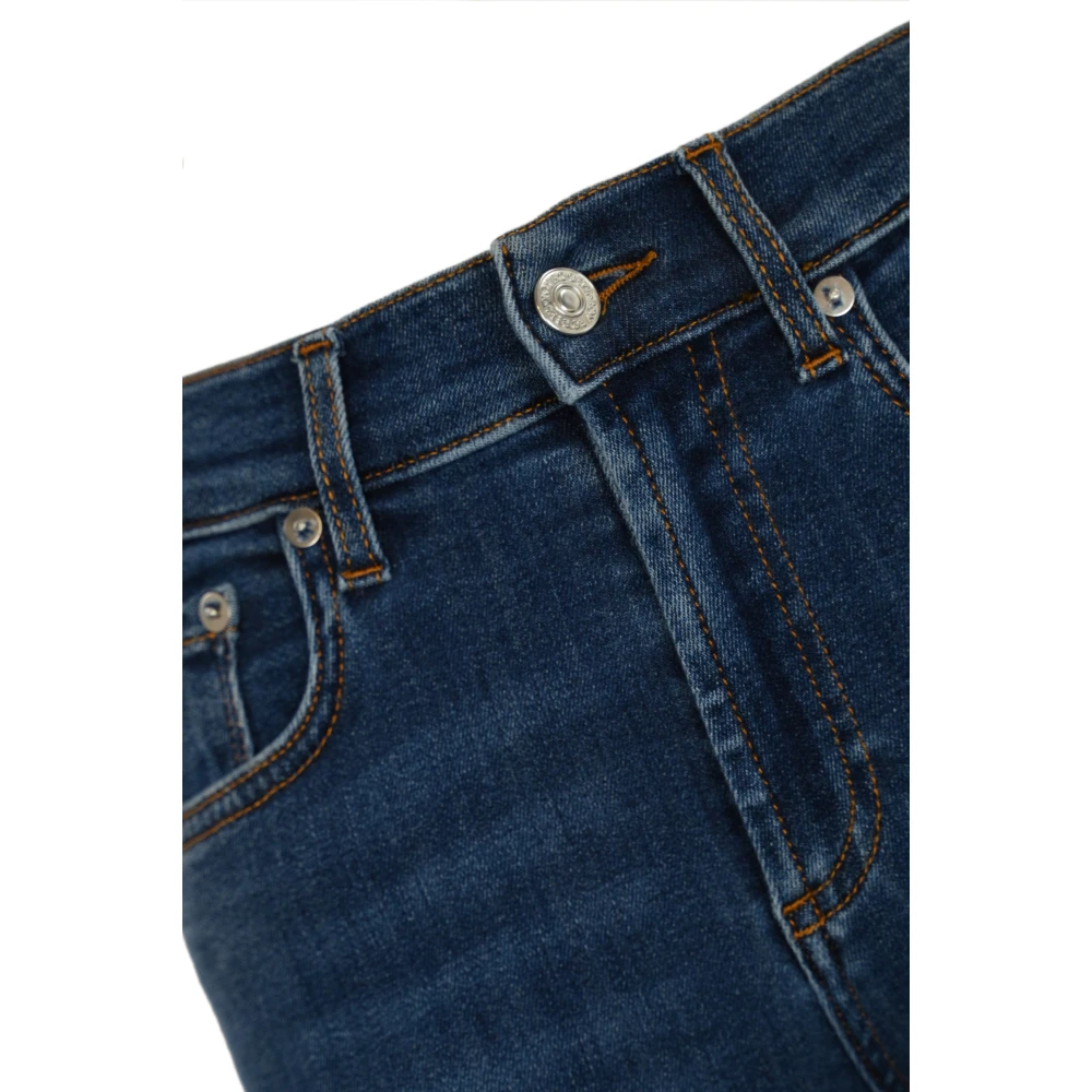 Roy Roger's Slim Fit Katoen Denim Cropped Jeans Blue Dames
