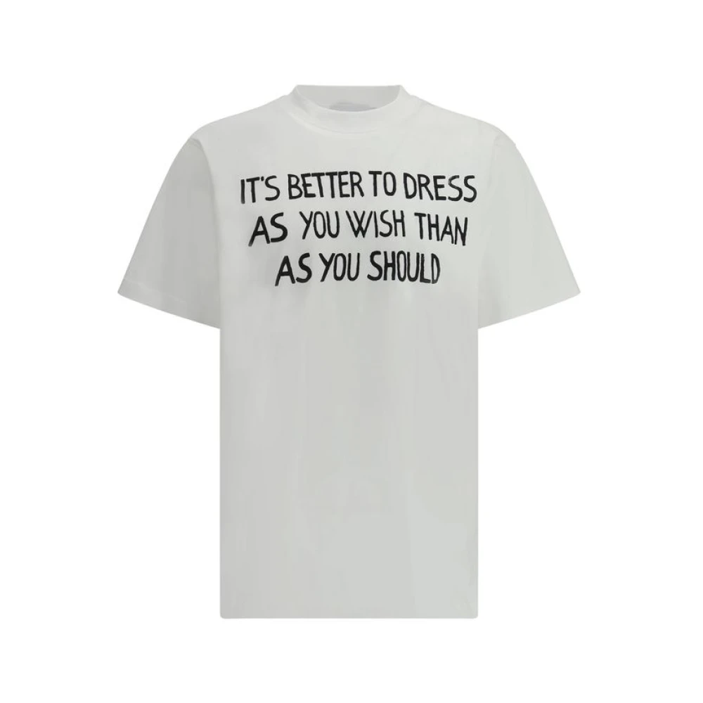 Moschino Gedrukte Tekst Katoenen T-Shirt White Heren