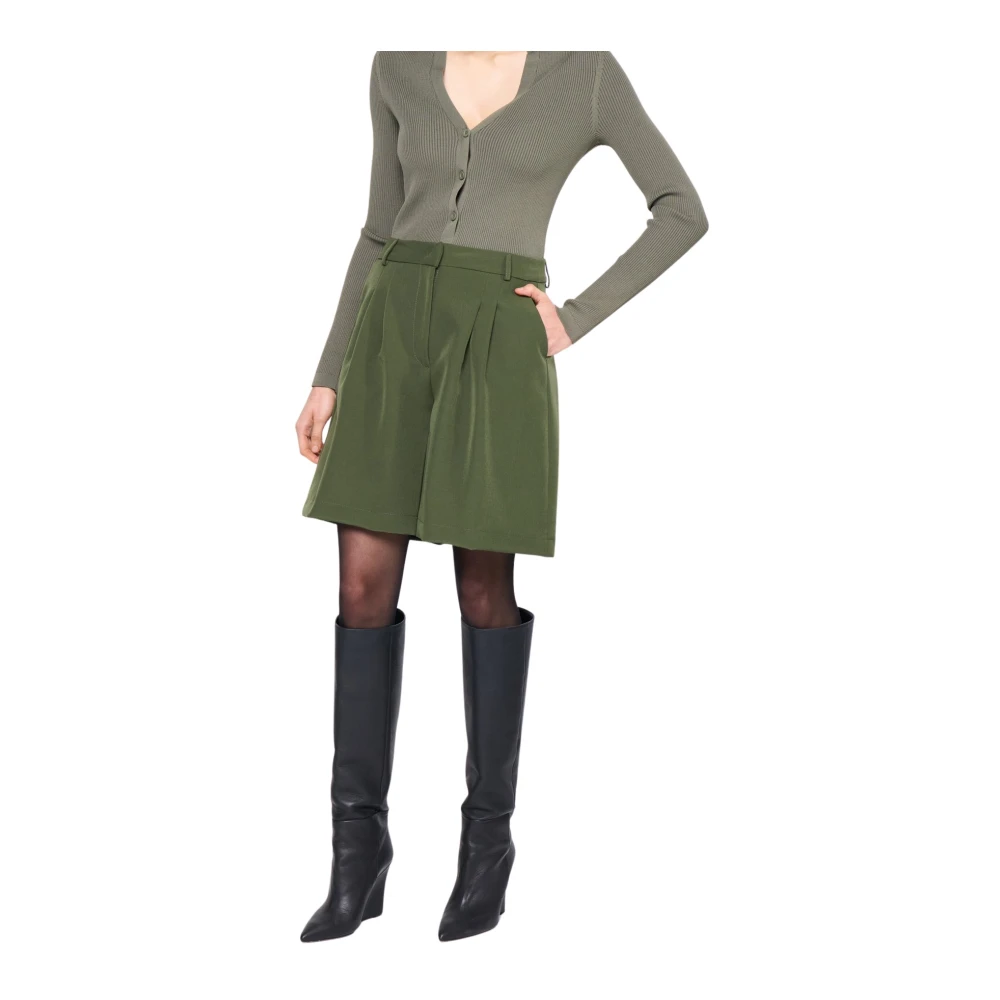 Silvian Heach Bermuda Shorts met Plooien Green Dames