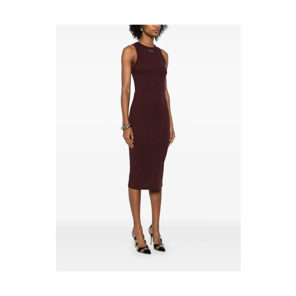 alexander mcqueen Bordeaux Mouwloze Logo Jurk Red Dames