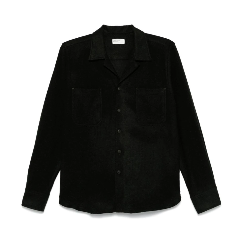 Universal Works Bosgroene vilt overhemd Black Heren