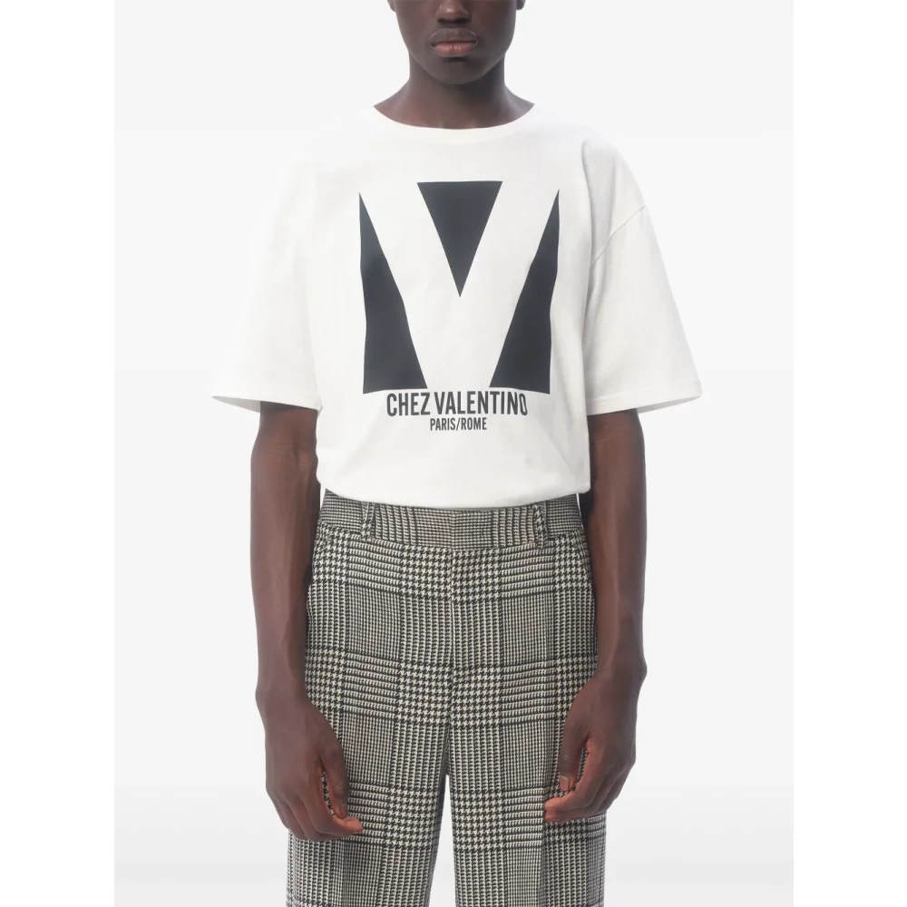 Valentino Gedrukt Ronde Hals T-shirt White Heren