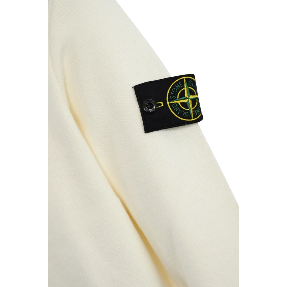 Stone Island Witte Katoenen Trui Lange Mouw Beige Heren