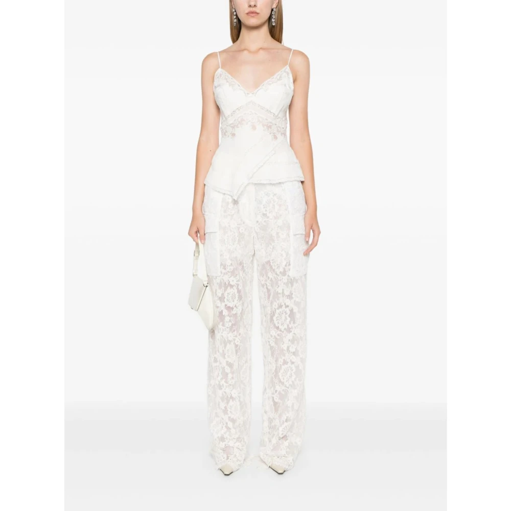 Ermanno Scervino Zijden Kant Asymmetrische Top Beige Dames