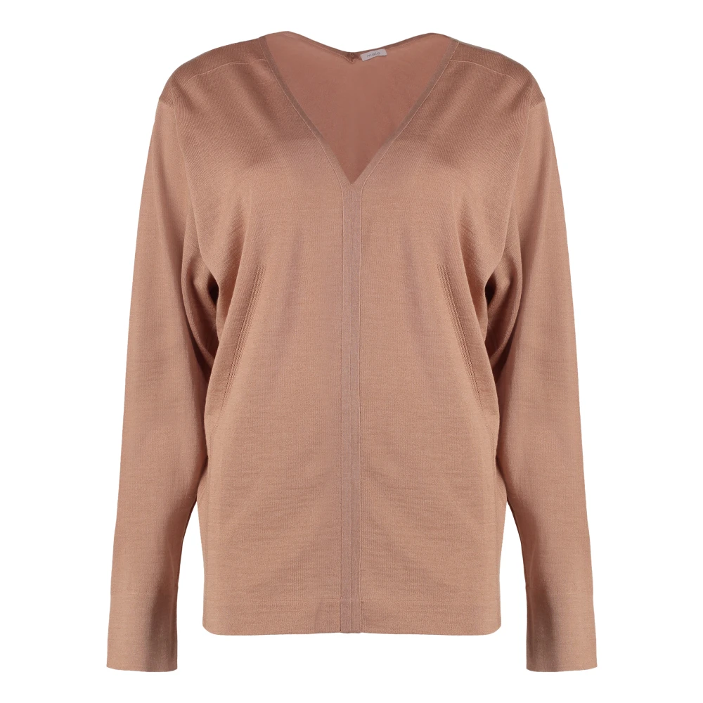Malo V-hals Kasjmier Zijden Pullover Beige Dames