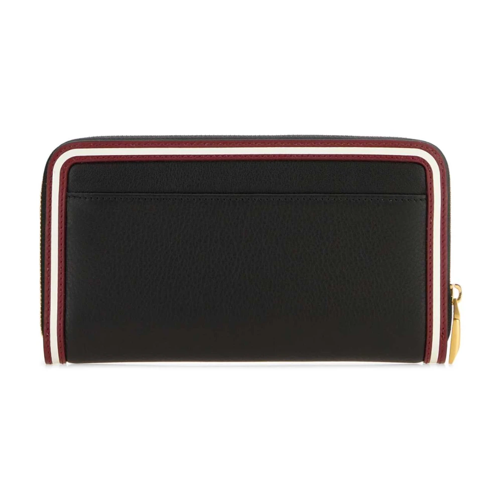 Bally Stijlvol Zwart Leren Lang Portemonnee Black Dames
