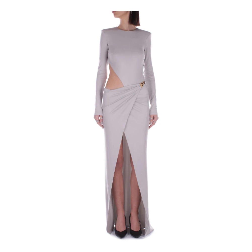 Elisabetta Franchi Rode Loper Jurk met Achter Rits Gray Dames