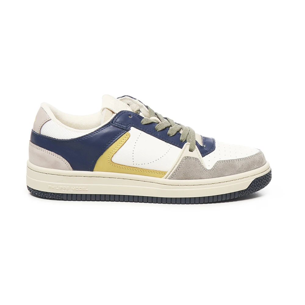 Philippe Model Men's Multicolor Sneakers, 10 Uk, White Trainers With Suede Details