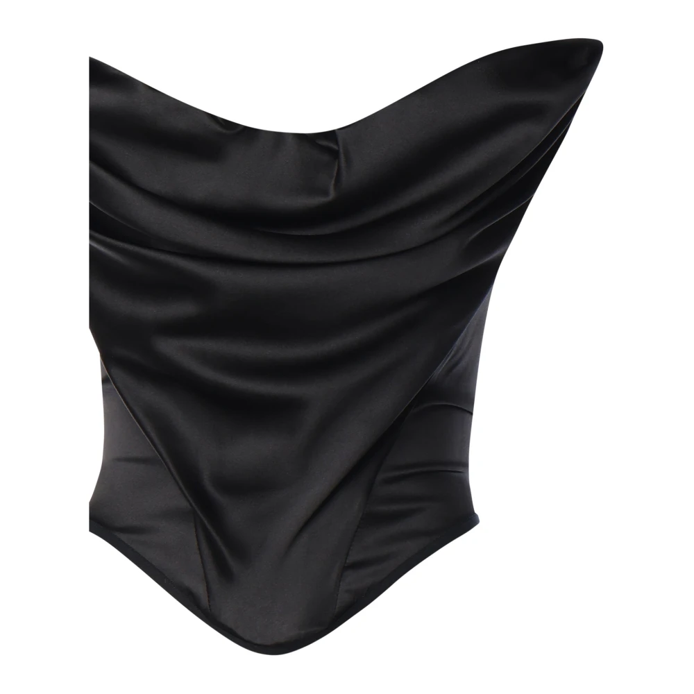 Magda Butrym Zwart Strapless Satijn Korset Bustier Black Dames