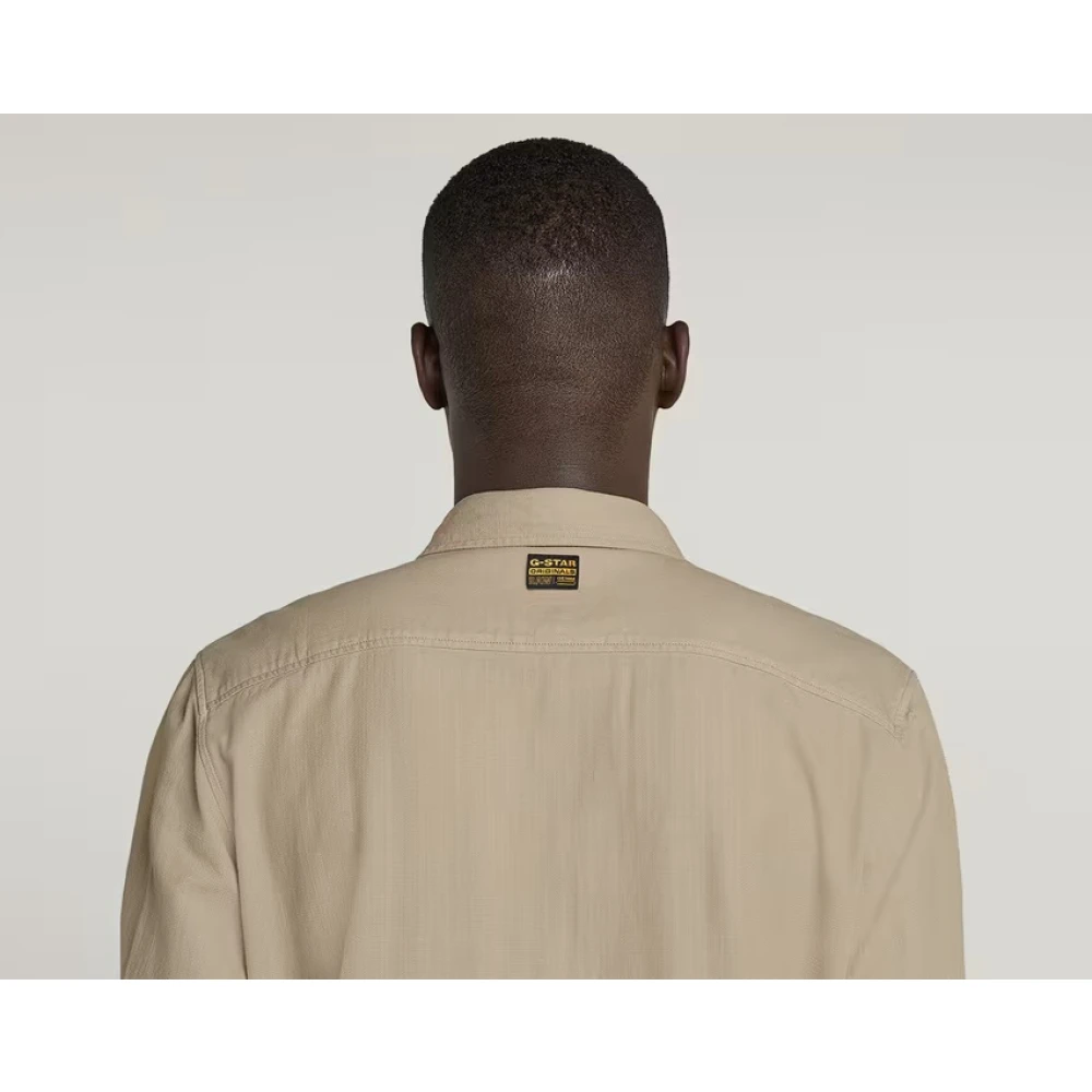 G-Star Marine Slim Fit Overhemd Lange Mouw Beige Heren