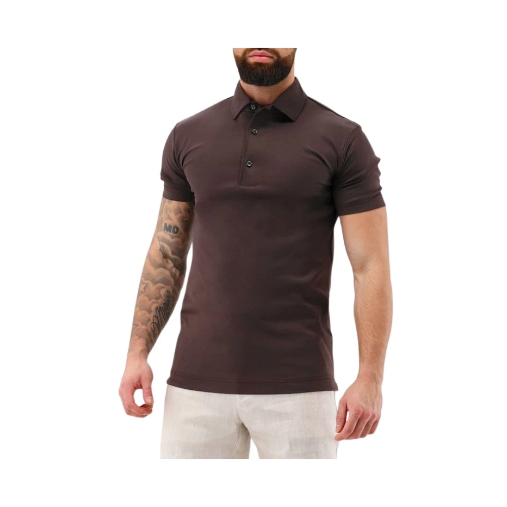 Valenza Brun Polo Skjorta Schiller Krage Brown, Herr