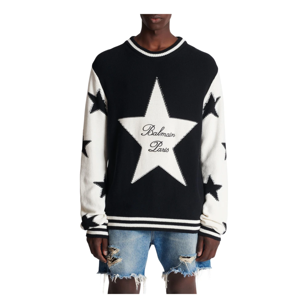 Balmain Trui met sterrenpatroon Black Heren