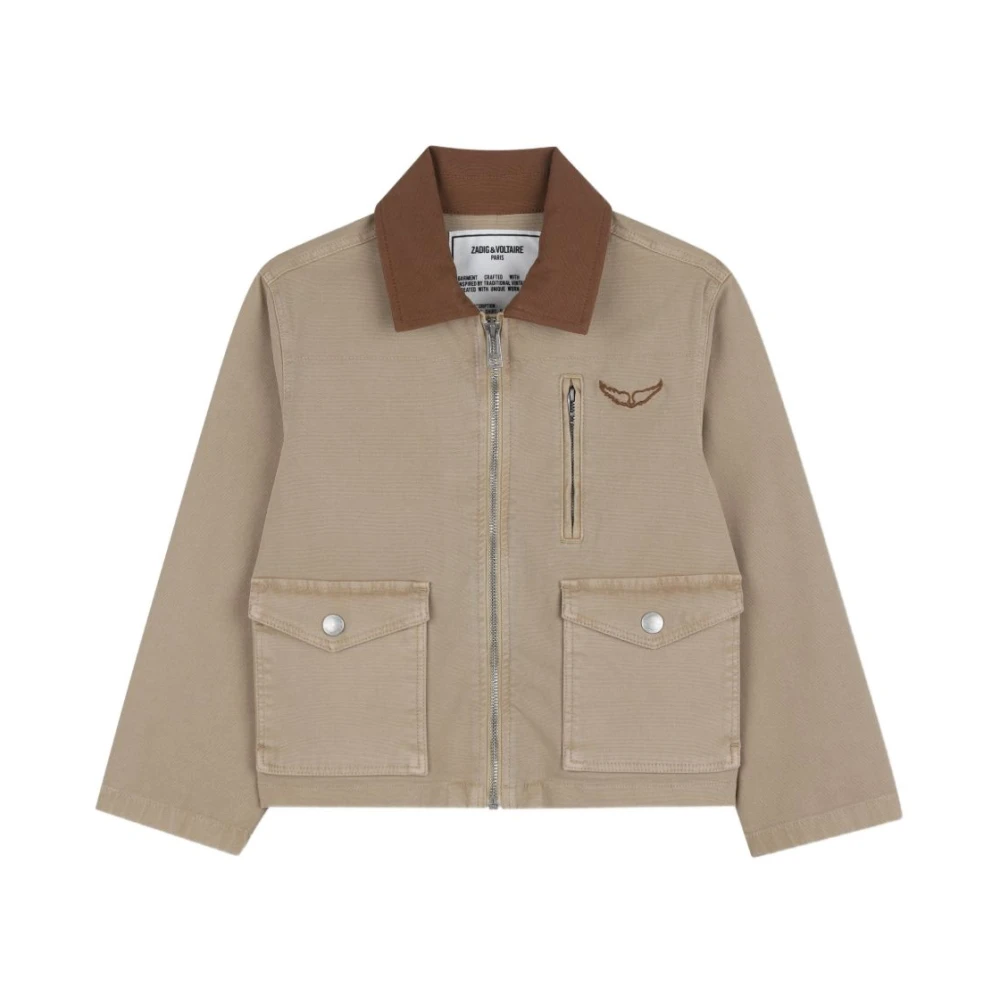 Zadig & Voltaire Unisex Kids Beige Giacca Con Collo Camicia E Tasche - Light Jackets - 6 Y - Kids