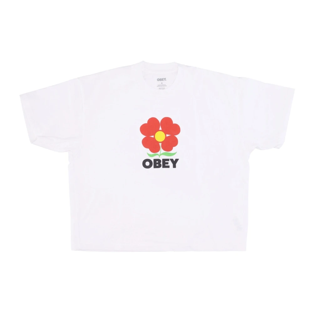 Obey Witte Crop Tee met Growth Print White Dames