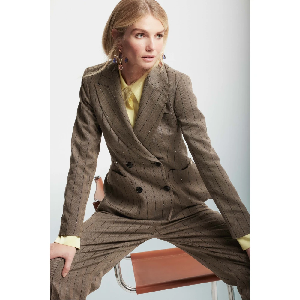 Kocca Gestreepte en gestippelde jas Beige Dames