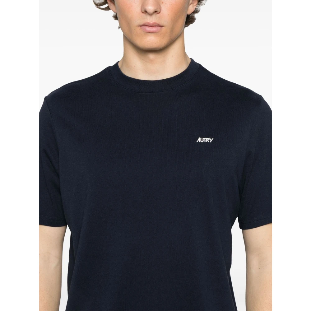 Autry T-shirt met ronde hals en logo-borduursel Blue Heren