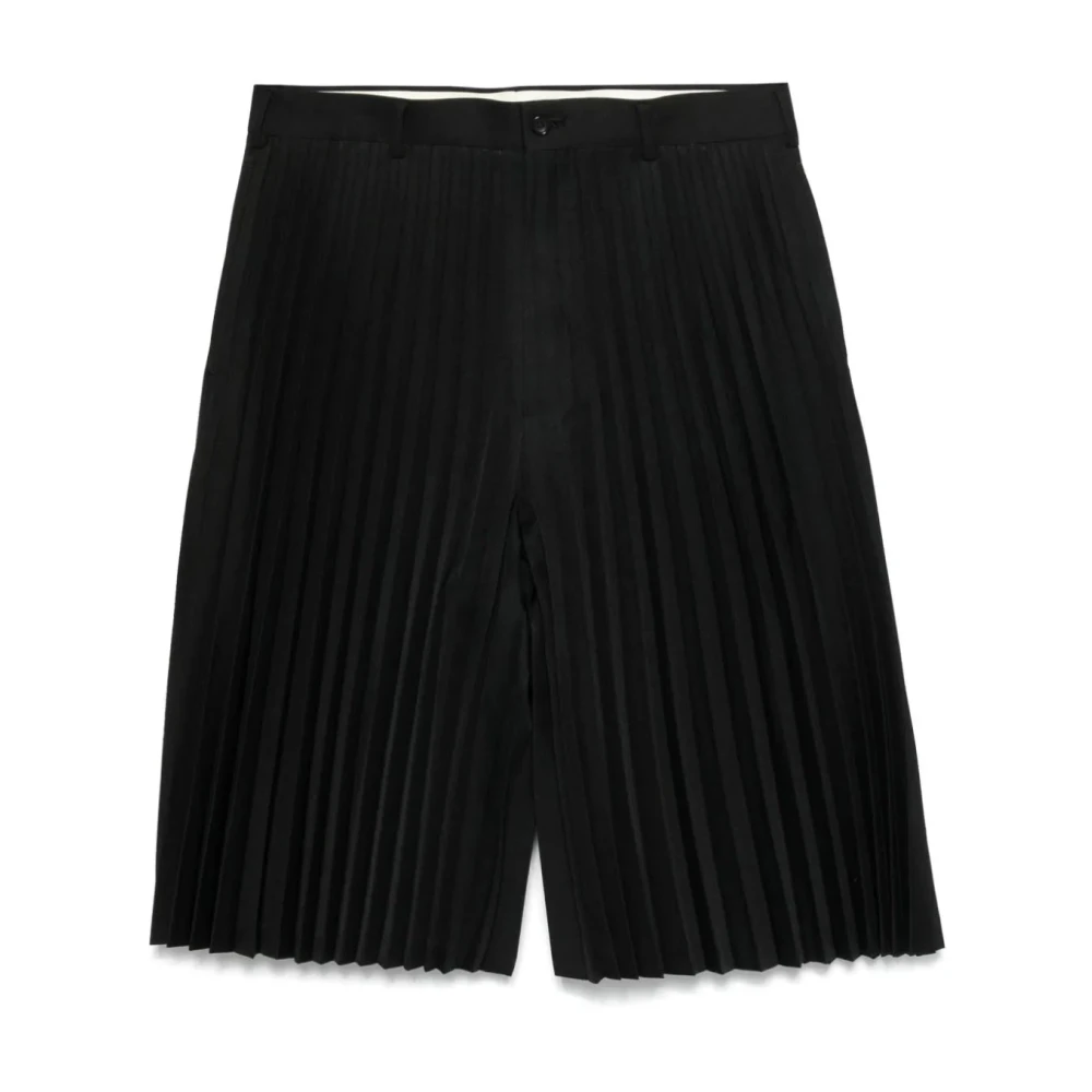 Comme des Garçons Zwarte Geplooide Knielengte Shorts Black Heren