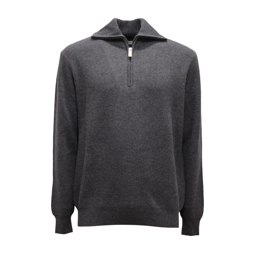 Paolo Pecora Men's Gray Lupetto Mezza Zip - Turtlenecks - Xl - Knitwear