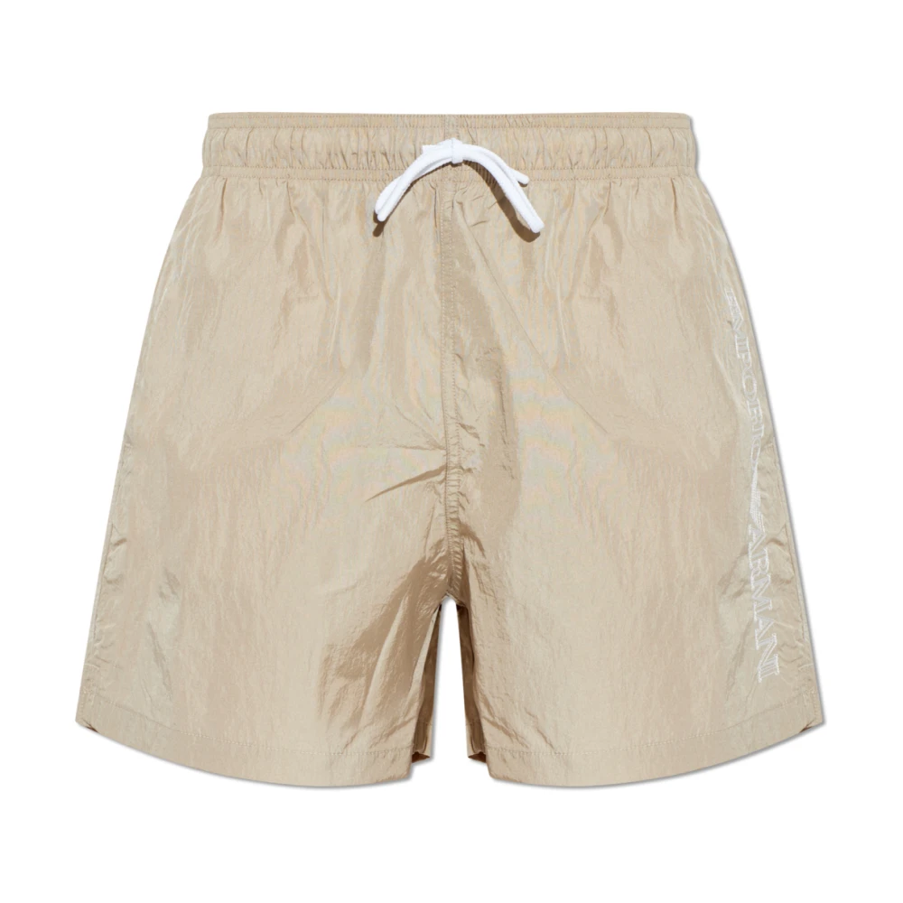 Emporio Armani Mannelijk Beige Badmode Heren, L, Polyester, Subtle Zwemshorts
