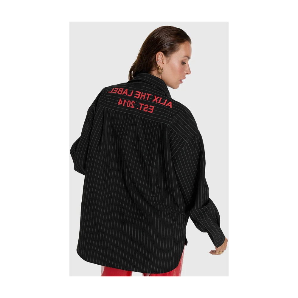 Alix The Label Gestreepte lange mouw blouse Black Dames