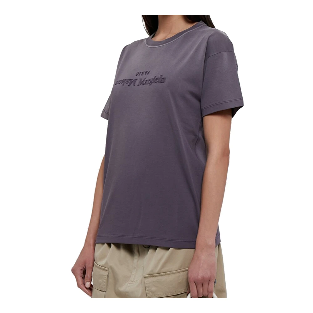 Maison Margiela Katoenen Logo T-shirt Vrouwen Italië Purple Dames