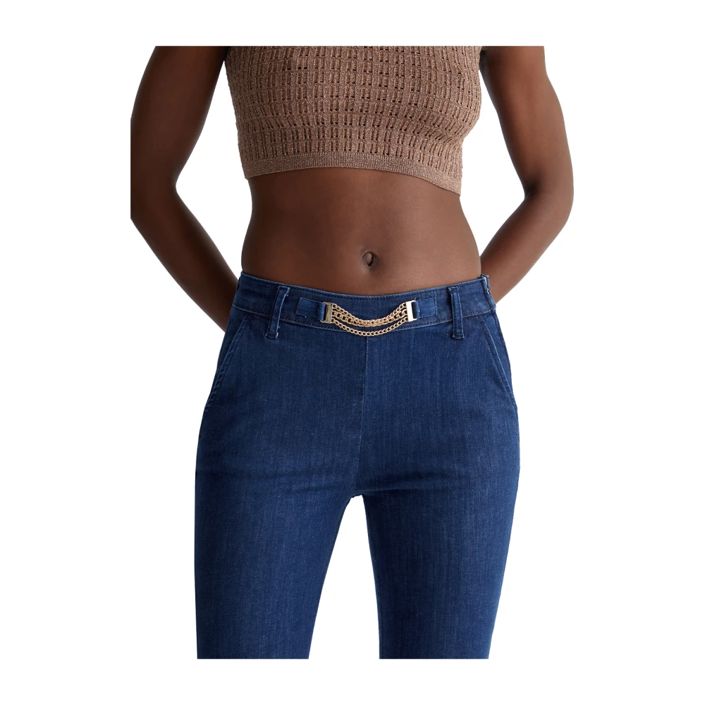 Liu Jo Blauwe Denim Flare Jeans met Hoge Taille Blue Dames