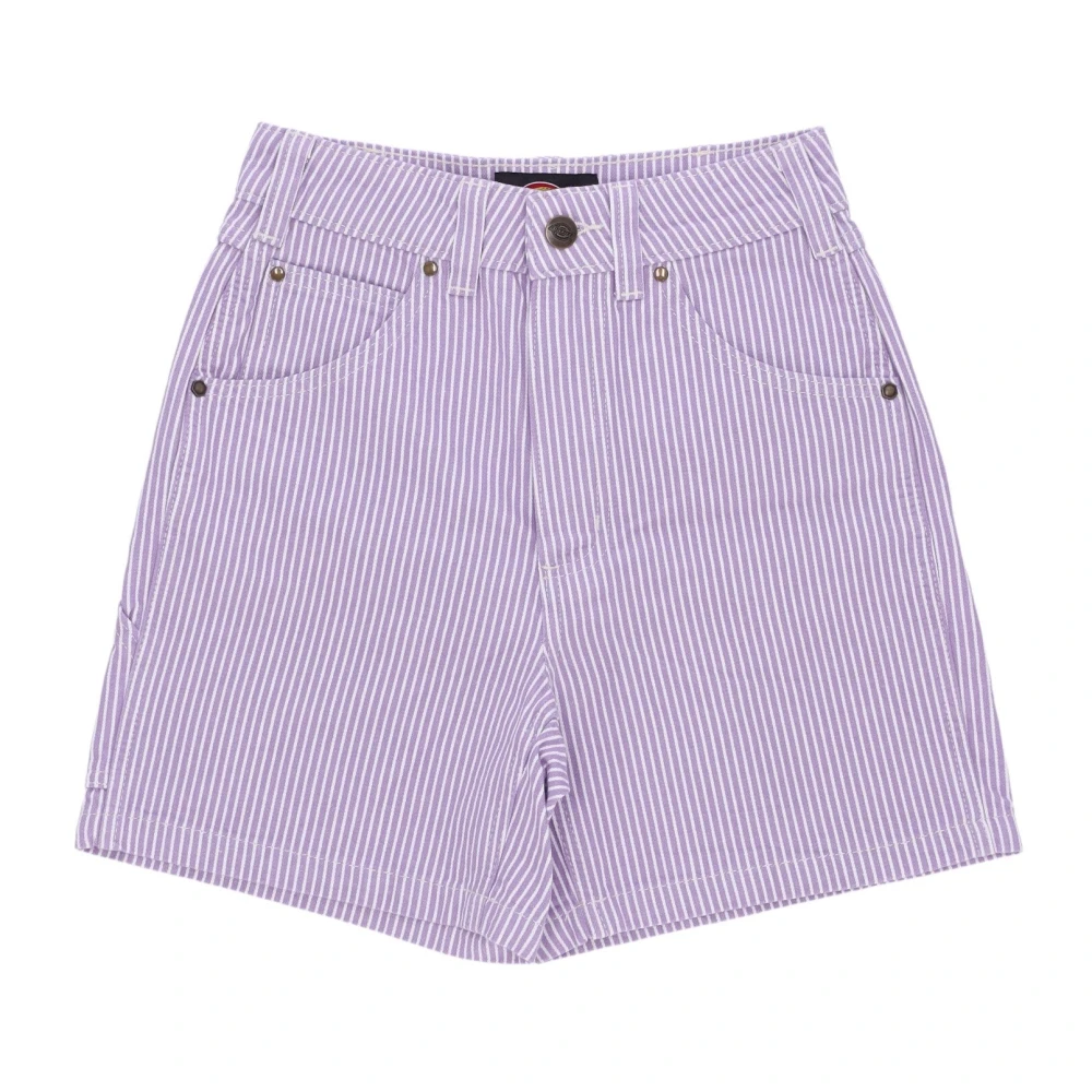 Dickies Gestreepte Paarse Roos Dames Shorts Purple Dames