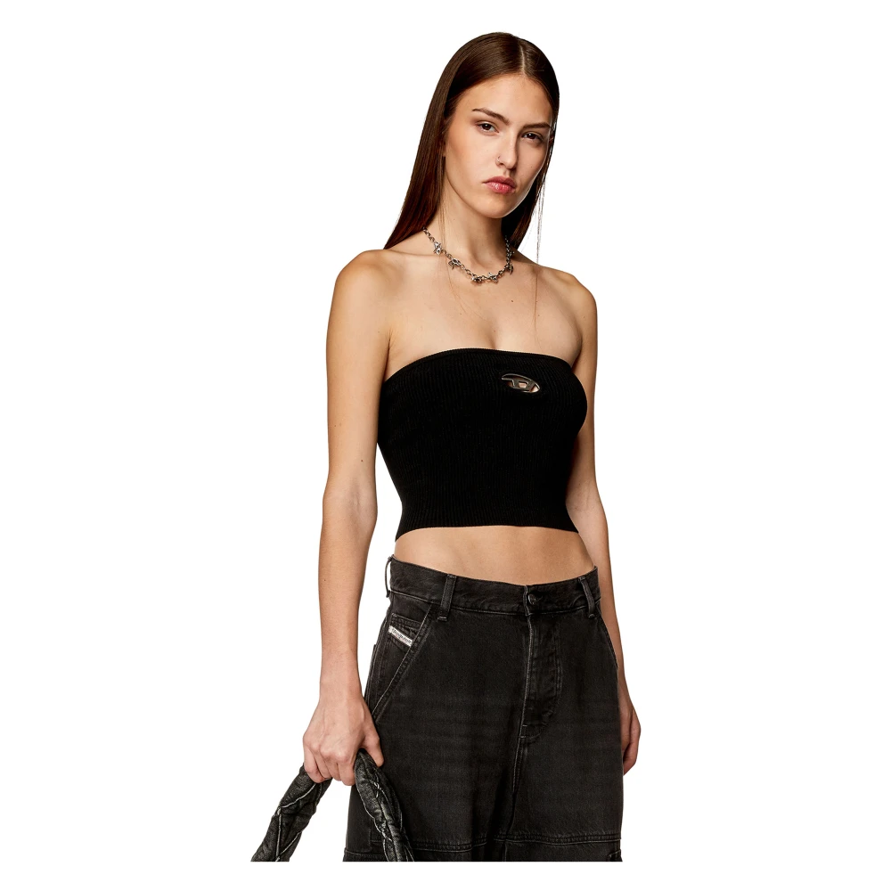 Diesel Tube top with logo plaque Black Dames