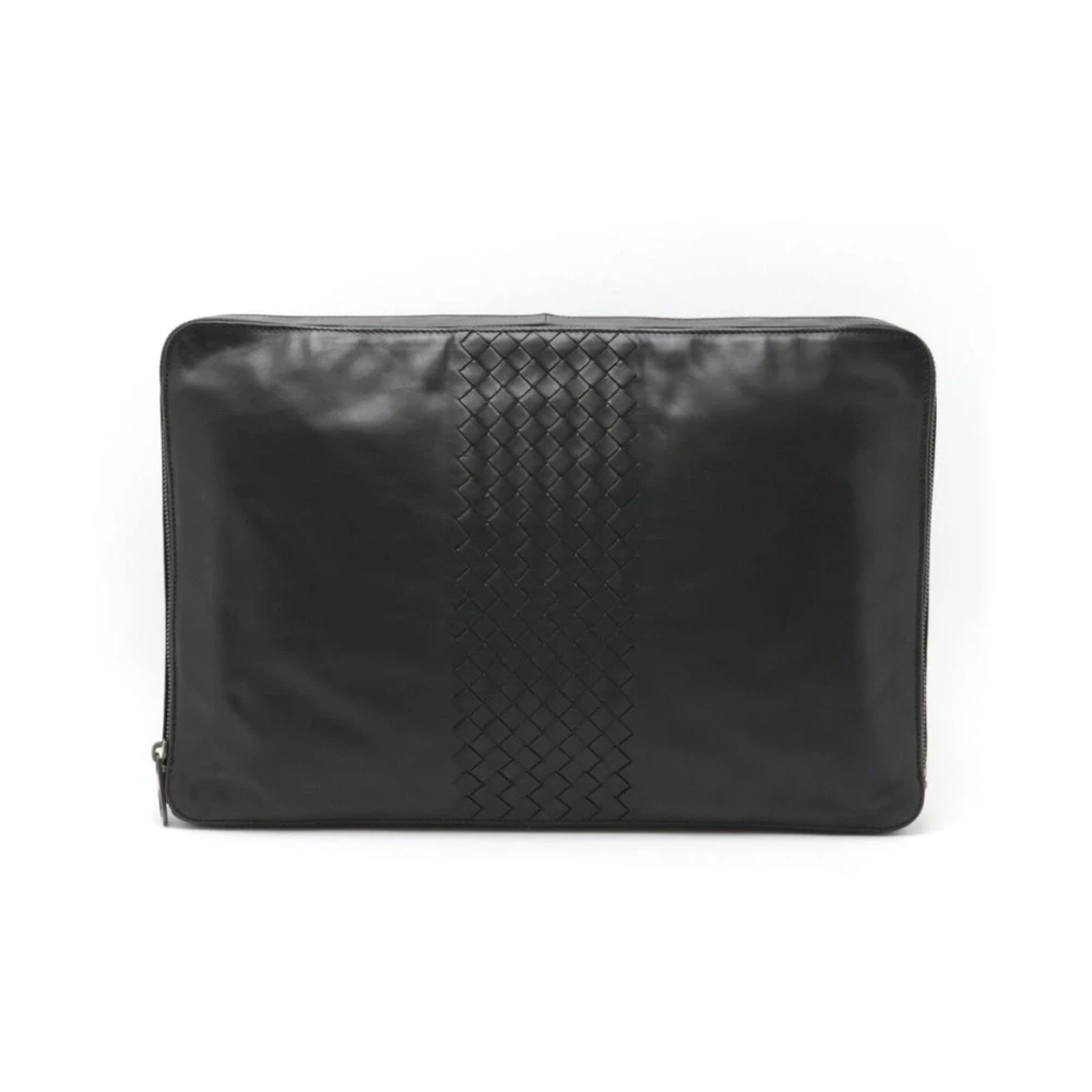 Bottega Veneta Vintage Women's Black Pre-Owned Woven Panel Briefcase