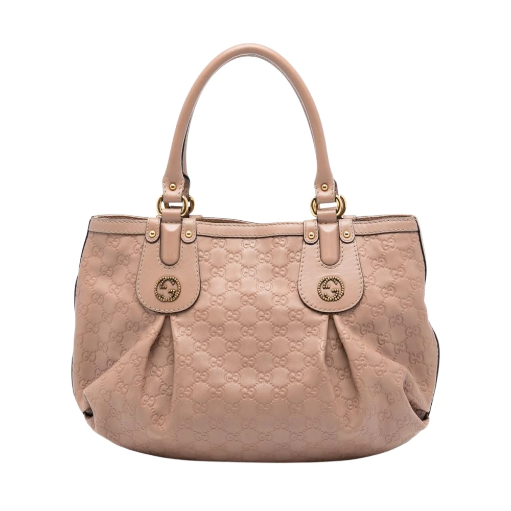 Gucci Vintage Women's Brown Vintage Handbags, One Size, Pre-Owned Embossed Tote Bag