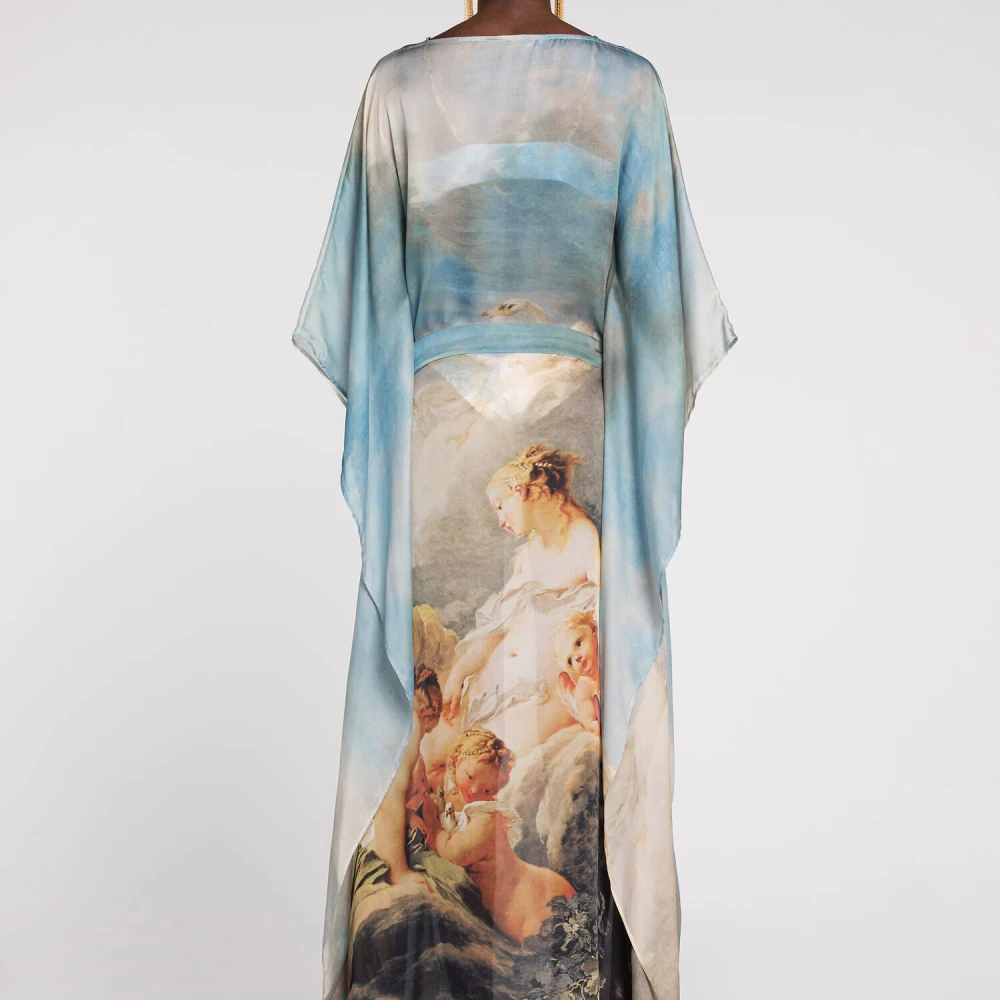 Roberto Cavalli Zijden Kaftan Maxi Jurk Multicolor Dames