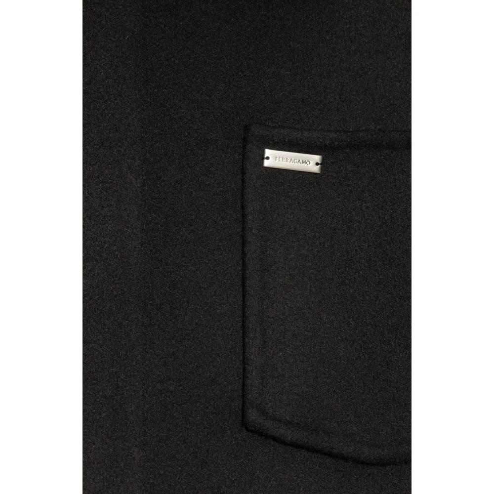 Salvatore Ferragamo Wollen shirt met zak Black Heren